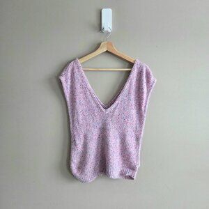 Sophies choice pink V neck knitted vest with openings on the sides.